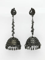 Thumbnail for NVR Women Black Oxidised Brass-Plated Jhumka Earrings - Distacart