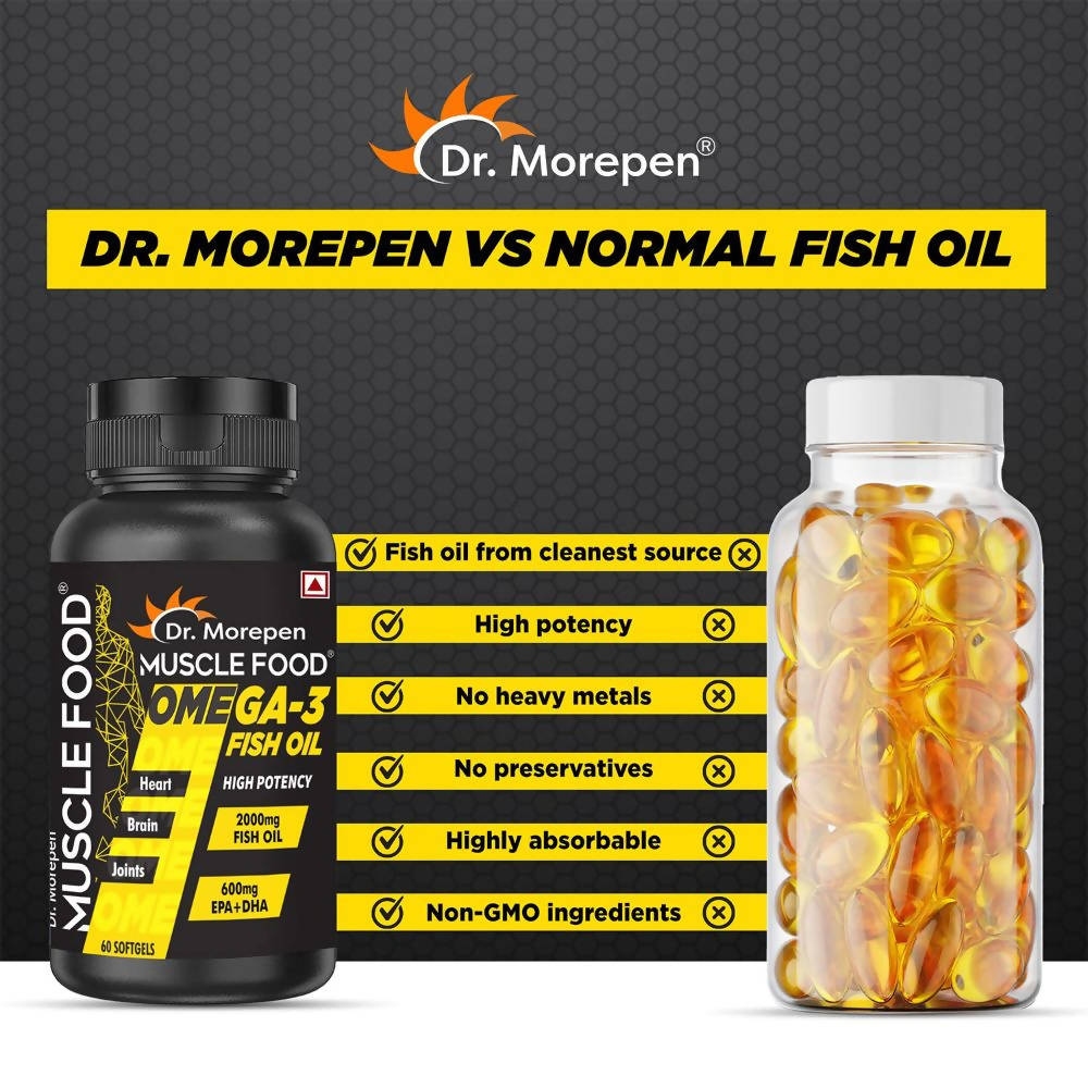 Dr. Morepen Muscle Food Omega-3 2000mg Fish Oil Softgels - Distacart