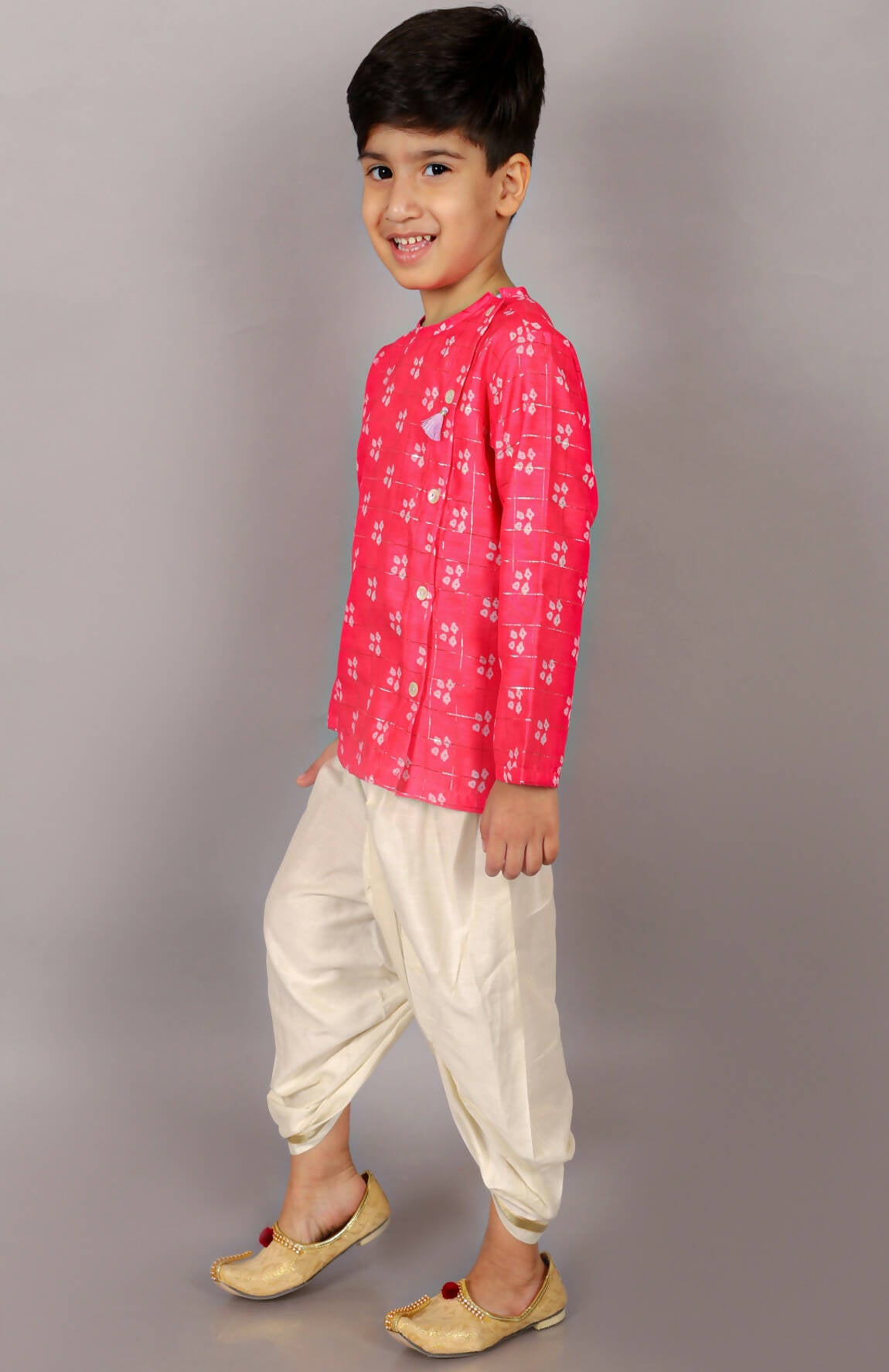 Lil Drama Folklore Boys Pink Kurta With Dhoti - Distacart