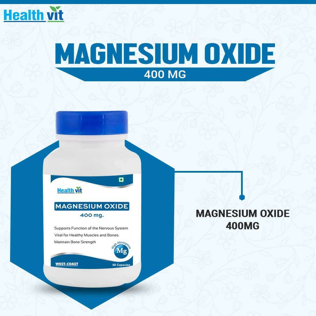 Healthvit Magnesium Oxide 400mg Capsules - Distacart