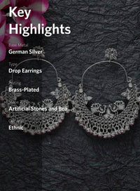 Thumbnail for Mominos Fashion Silver-Plated Peacock Design Chandbali Earrings - Distacart