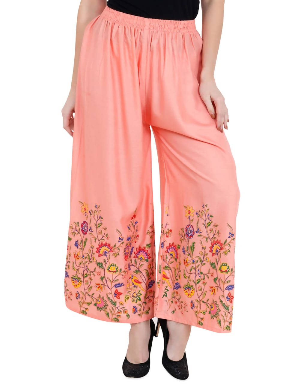 Mominos Fashion Peach Floral Design Palazzo