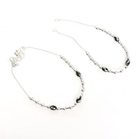 Thumbnail for Tehzeeb Creations Silver Plated Anklet With Black Beads