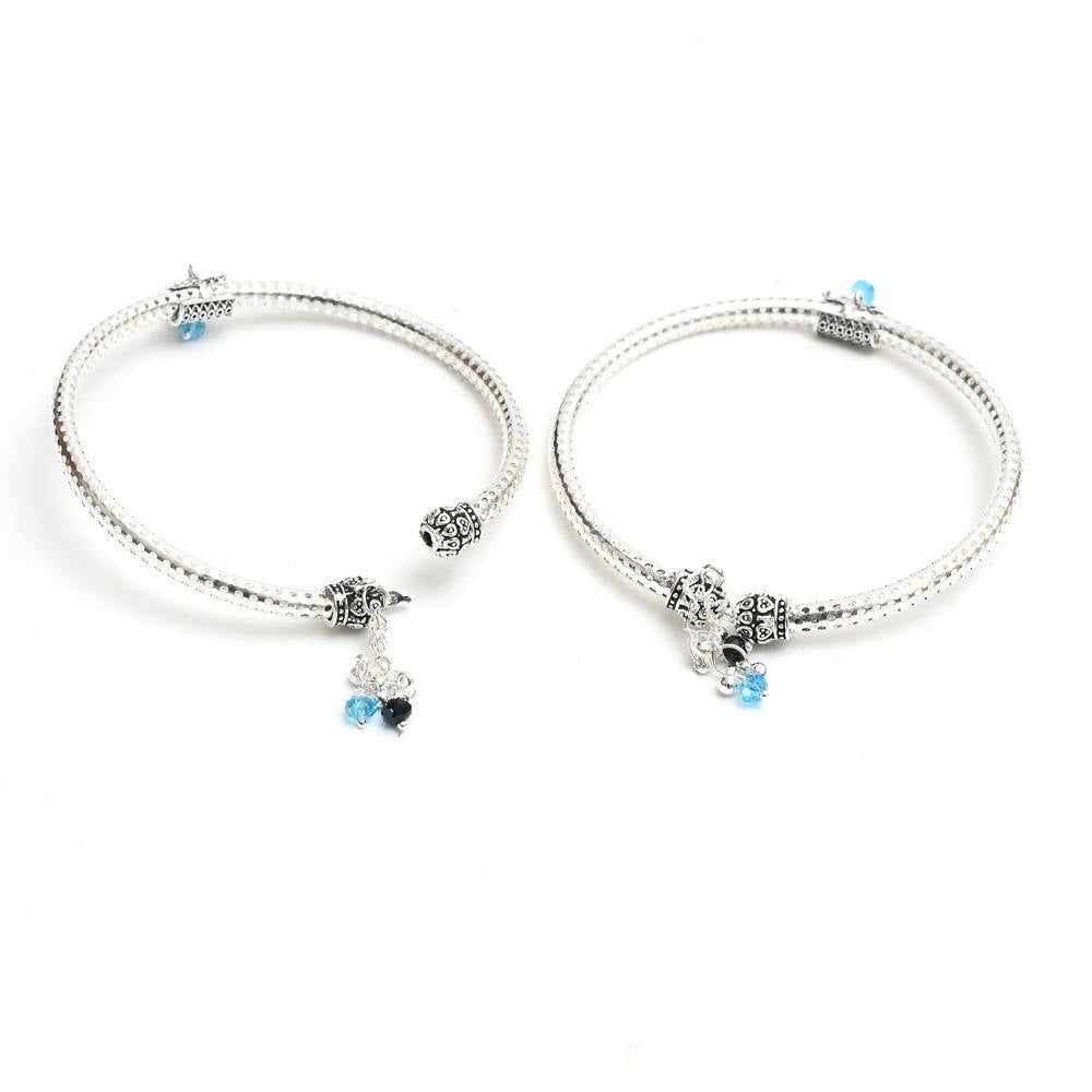 Mominos Fashion Kamal Johar Oxidised Silver Kadiyam Style Anklets