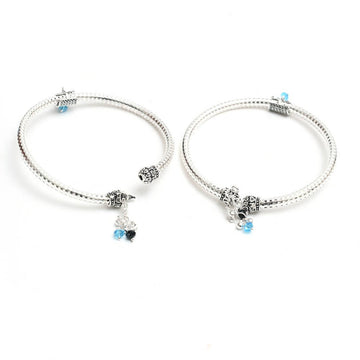 Mominos Fashion Kamal Johar Oxidised Silver Kadiyam Style Anklets