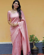 Thumbnail for DEIANA'S Beautiful Golden Jari with New Design Soft Lichi Silk Saree - Pink - Distacart
