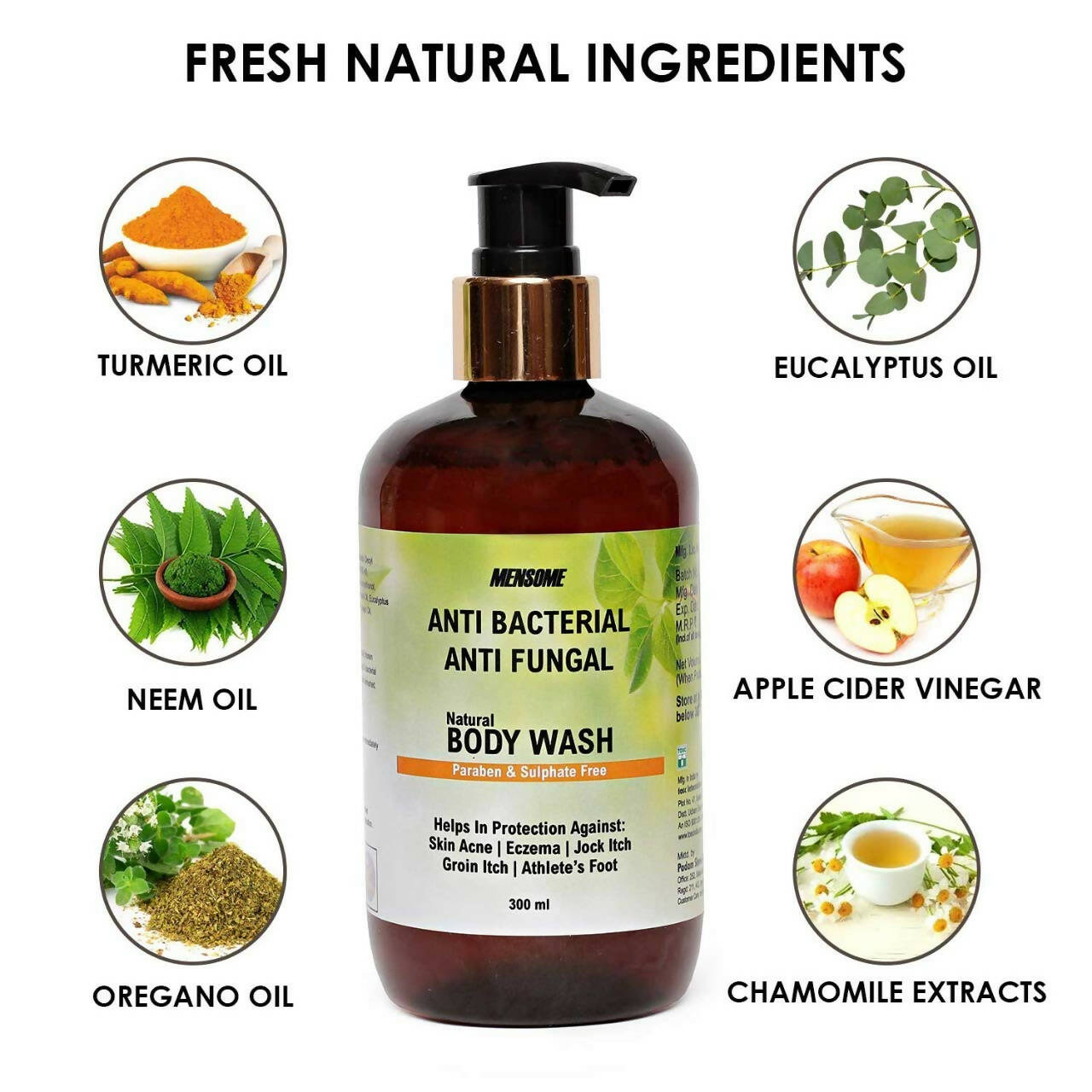 MENSOME Natural Anti Bacterial & Anti Fungal Body Wash Gel - Distacart
