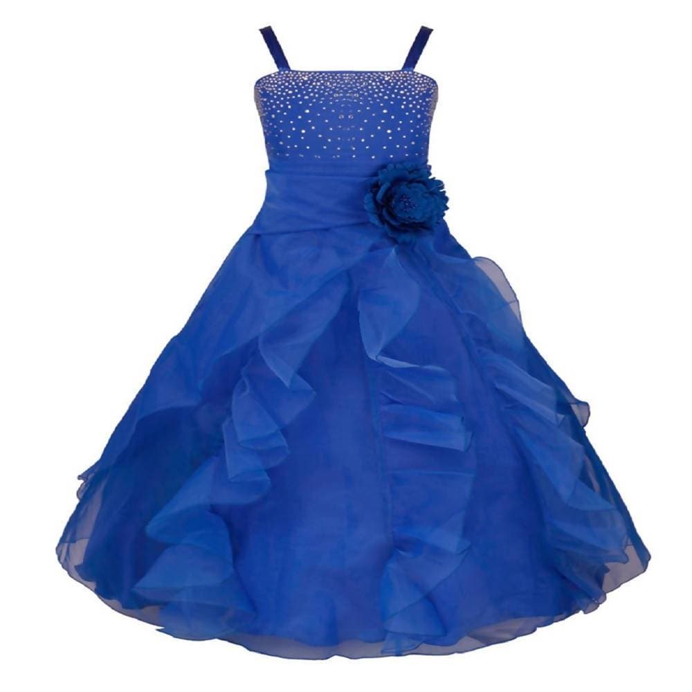 Asmaani Baby Girl's Blue Colour Satin A-Line Maxi Full Length Dress (AS-DRESS_22089) - Distacart