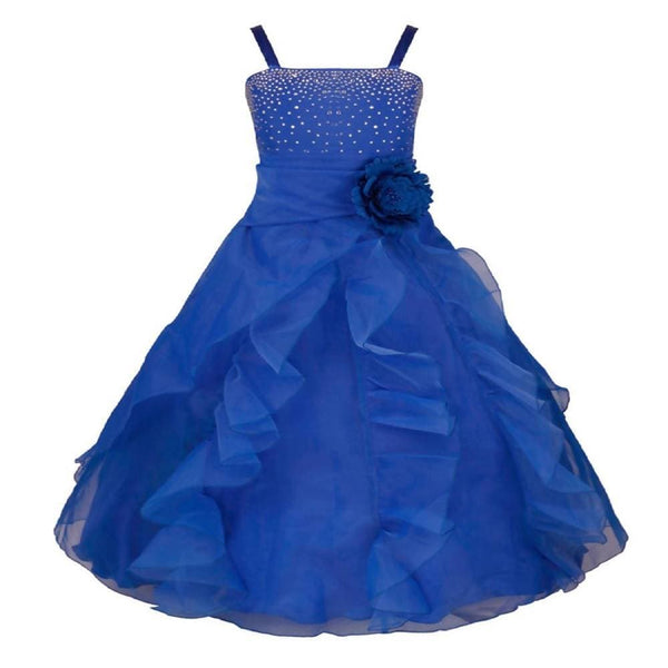 Asmaani Baby Girl's Blue Colour Satin A-Line Maxi Full Length Dress (AS-DRESS_22089) - Distacart
