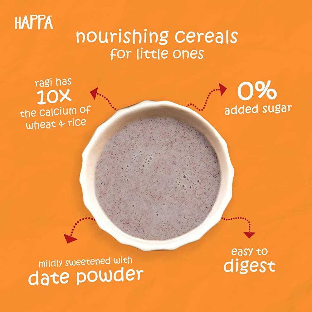 Happa Organic Baby Food Sprouted Ragi, Almonds + Dates Porridge Mix-Stage 2 - Distacart