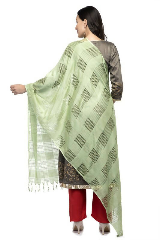 Mominos Fashion Moeza Window Design Pista Green Cotton Duppata - Distacart