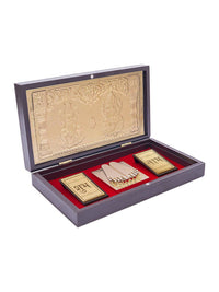 Thumbnail for Golden Peacock Brown & Gold-Toned 24 Ct Gold Foil Laxmi And Ganesh Pooja Box - Distacart