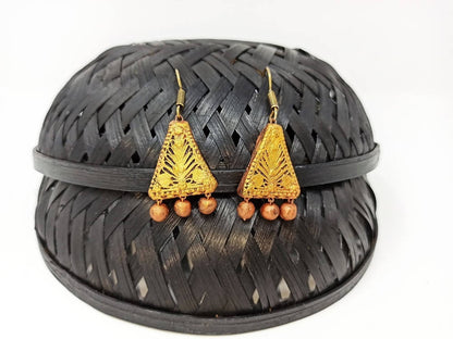 Terracotta Boho Ear Hangings-Copper Gold