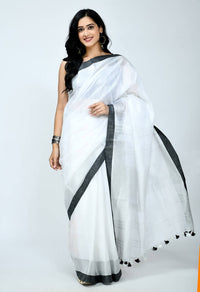 Thumbnail for Mominos Fashion Moeza Beautiful Bhagalpuri Handloom Silk White Saree