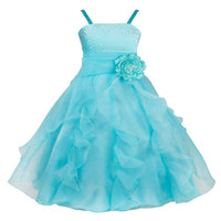 Thumbnail for Asmaani Baby Girl's Sky Blue Colour Satin A-Line Knee Length Dress (AS-DRESS_22090) - Distacart