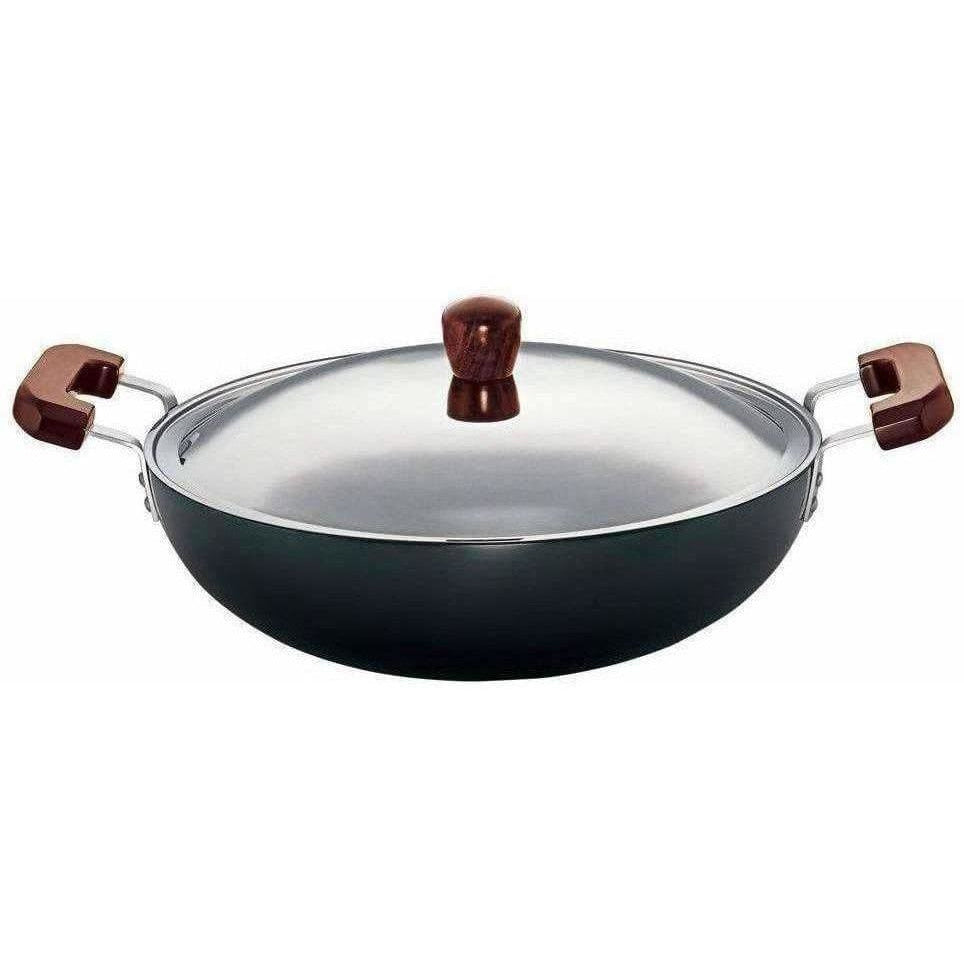 Hawkins Futura Hard Anodised Flat Bottom Deep-Fry Pan with Steel Lid, 7.5 L/36cm
