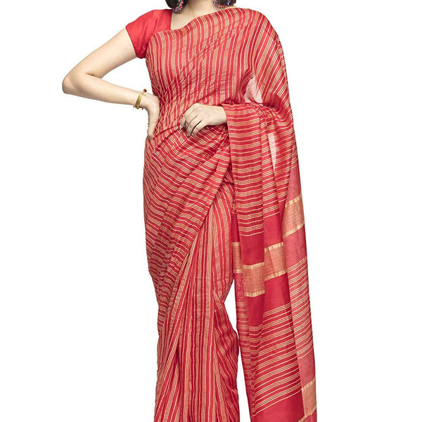 Mominos Fashion Red Color Bhagalpuri Saree