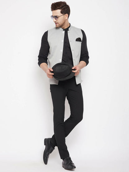 Even Apparels Grey Merino Men Woven Nehru Jacket BF681 - Distacart