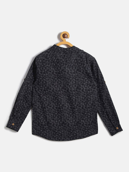 Manet Ethnic Full Sleeves Triangel Printed Shirt - Black - Distacart