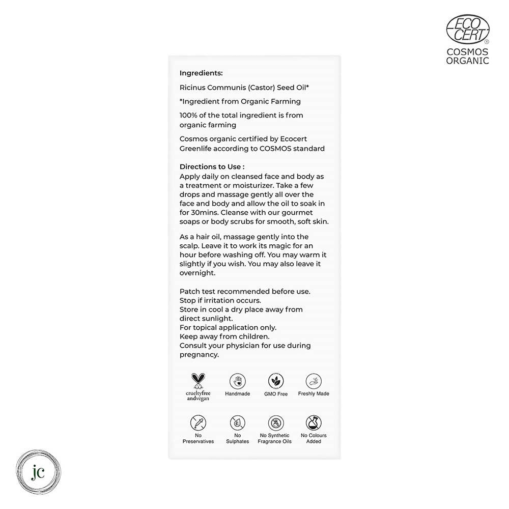 Juicy Chemistry Pure & Organic Castor Cold Pressed Carrier Oil - Distacart