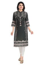 Thumbnail for Snehal Creations Opulent Olive Digital Print Masleen Long Kurti Tunic - Distacart