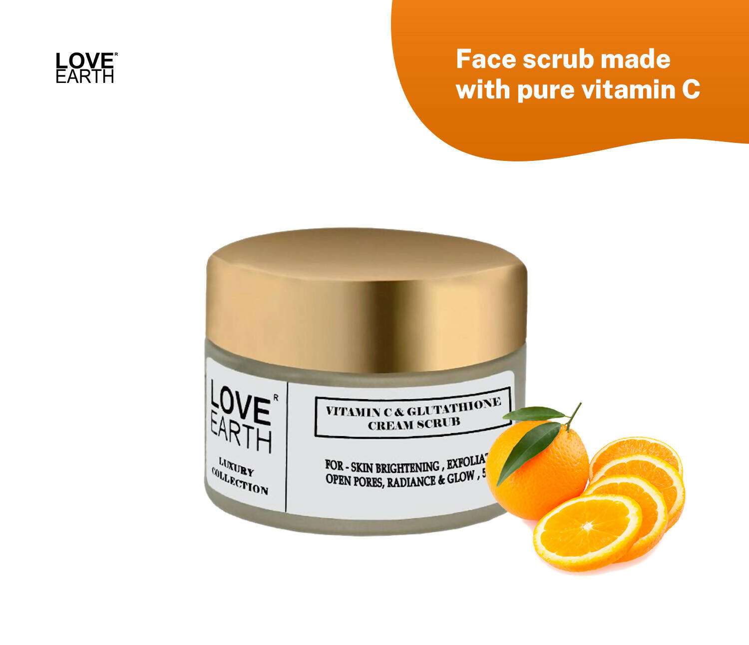Love Earth Vitamin C & Glutathione Cream Scrub - 50 gm Love Earth Vitamin C & Glutathione Cream Scrub - 50 gm