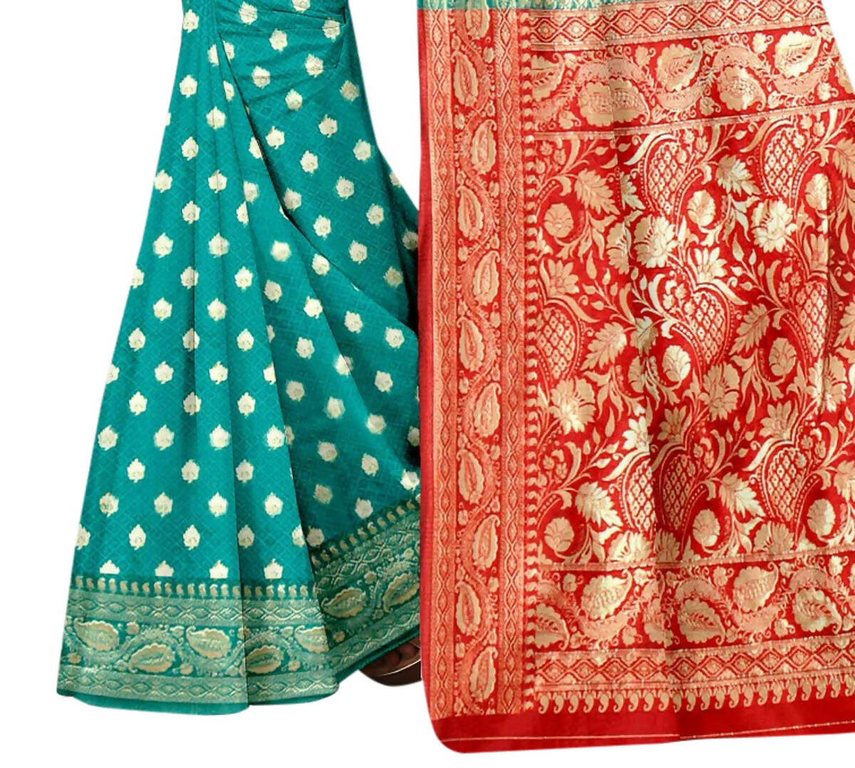 Vamika Rama Green Weaving Banarasi Jacquard Saree - Distacart