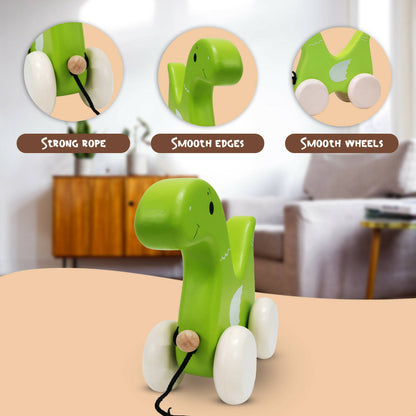 Matoyi Dinosaur Wooden Pull Toy For Kids - Distacart