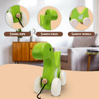 Thumbnail for Matoyi Dinosaur Wooden Pull Toy For Kids - Distacart