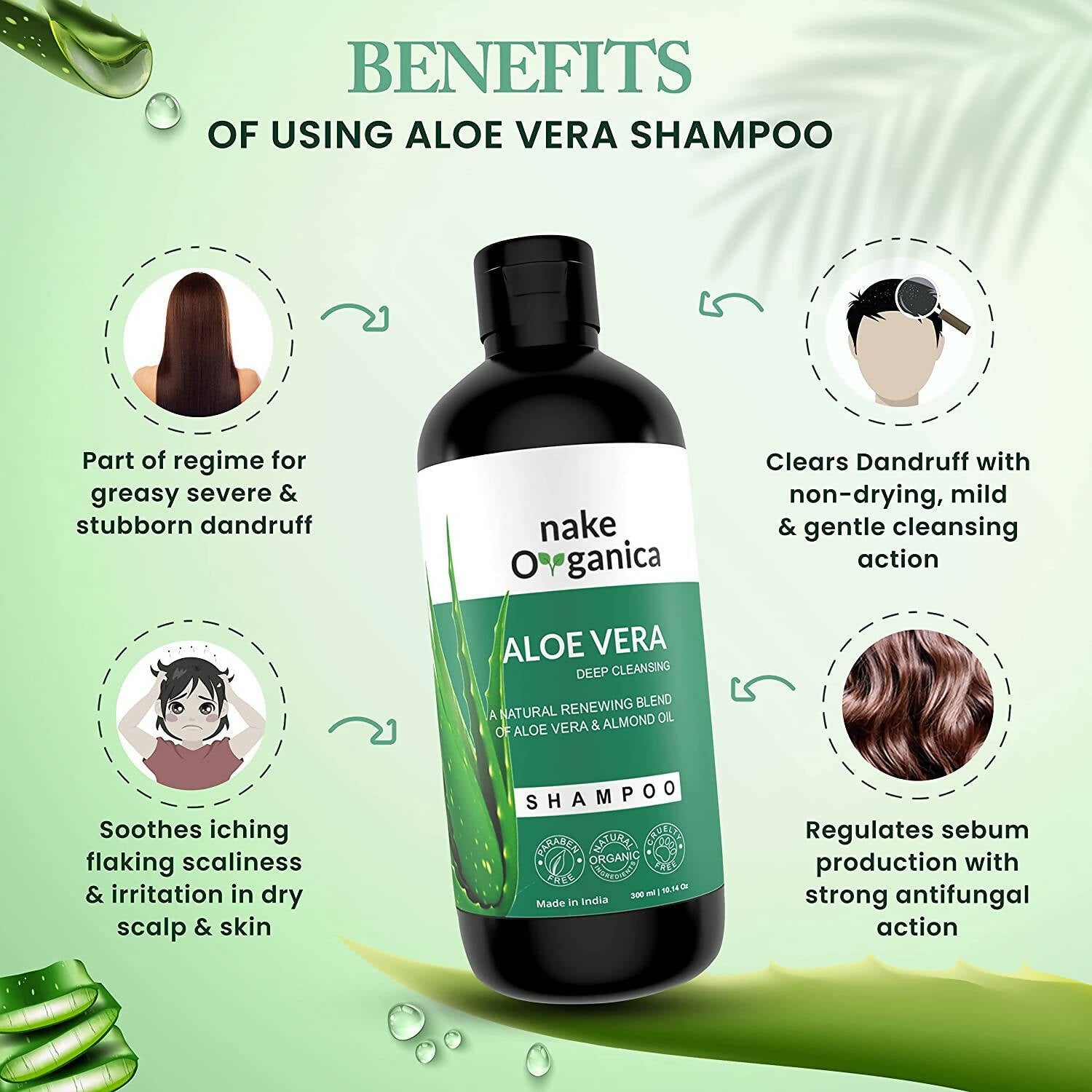 Nake Organica Aloe Vera Shampoo - Deep Cleansing - Distacart