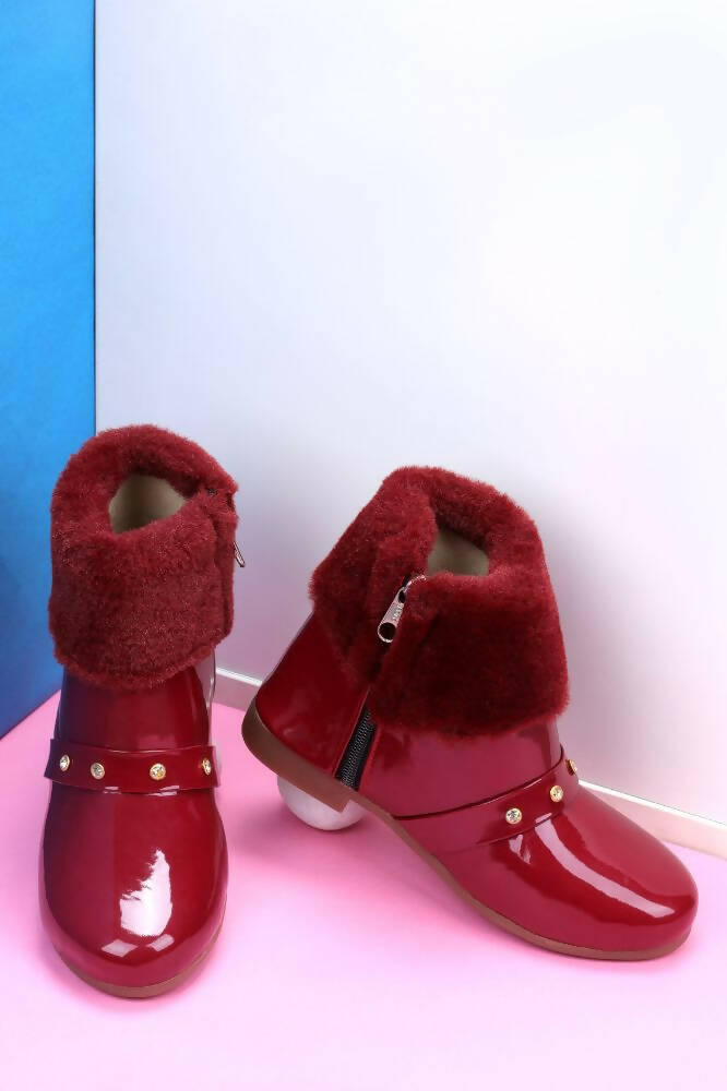 Tiny Bugs Girls Anckle Lenght Boots -Maroon - Distacart
