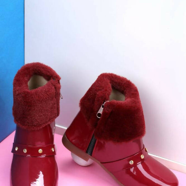 Tiny Bugs Girls Anckle Lenght Boots -Maroon - Distacart