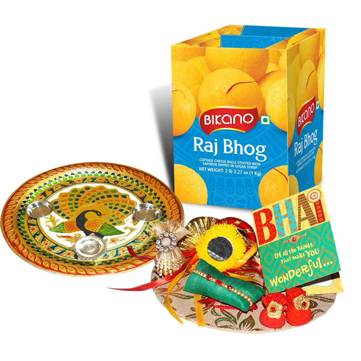 Bikano Rajbhog Rakhi Puja Thali Gifts - Distacart