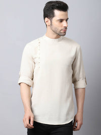 Thumbnail for Even Apparels Cream Pure Cotton Kurta With Side Placket - Distacart