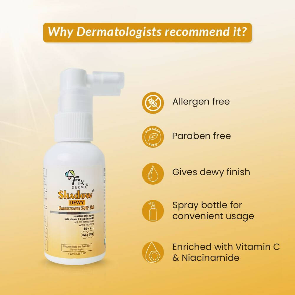 Fixderma Shadow Dewy Sunscreen SPF 50 - Distacart