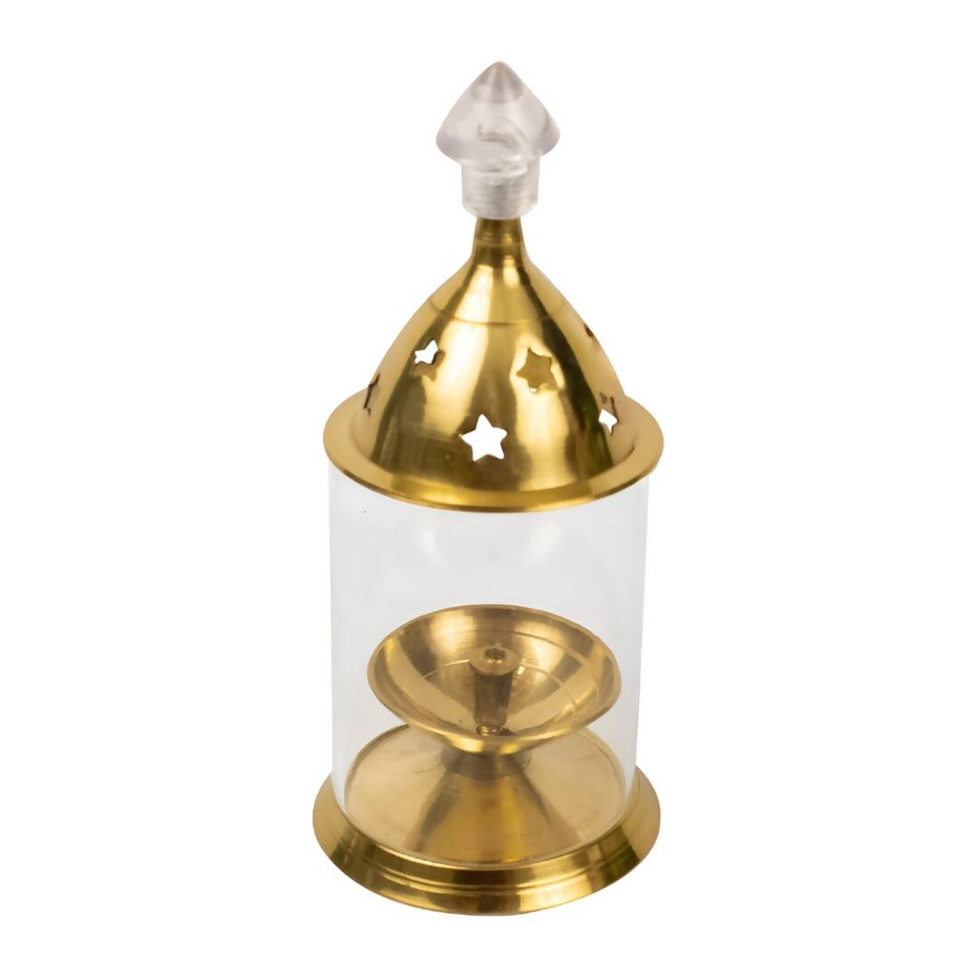 Spillbox Gold-Toned Brass Glass Udupi Diya Pooja Essential - Distacart