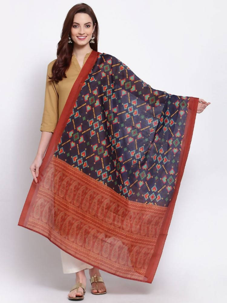 Myshka Women's Fashion Multi Cotton Silk Printed Casual Dupatta