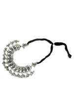 Thumbnail for Mominos Fashion Johar Kamal Oxidised Silver-Plated Brass Finish Peacock Choker For Women (Silver) - Distacart