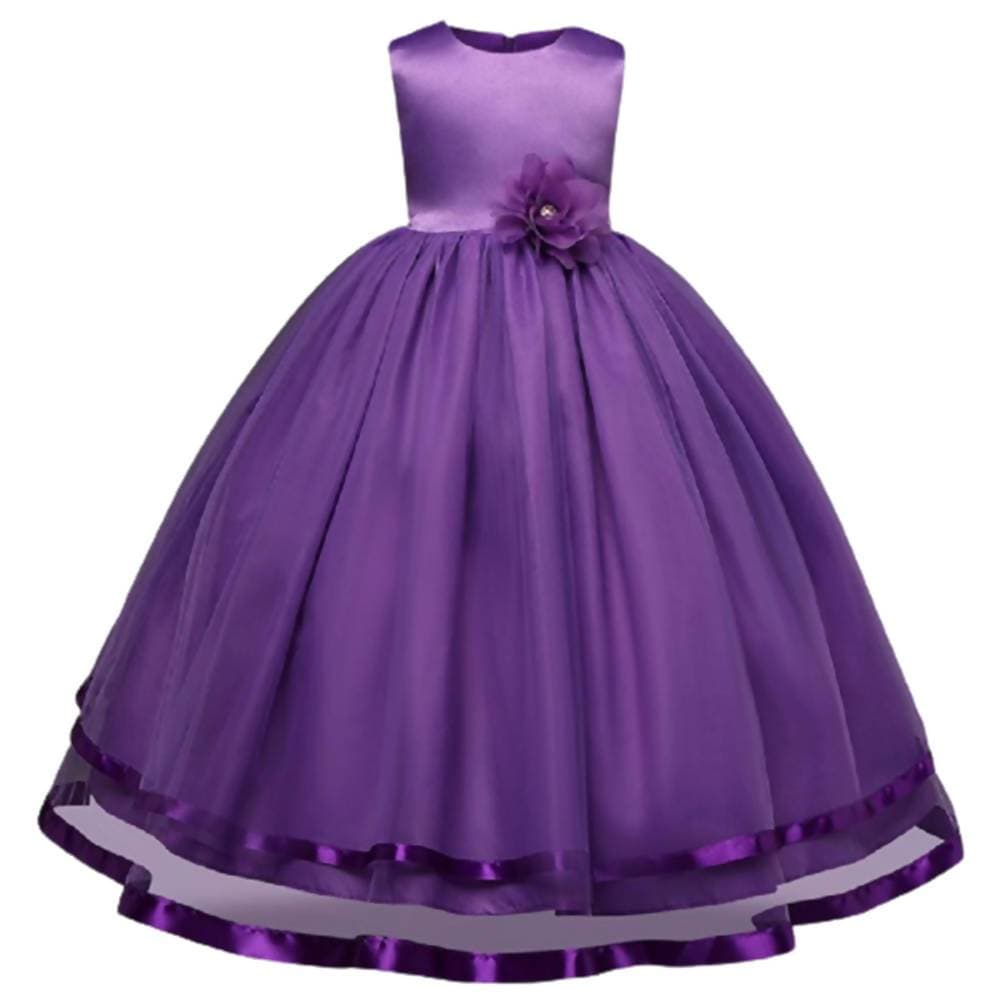 Asmaani Baby Girl's Purple-Color Satin A-Line Maxi Full Length Dress (AS-DRESS_22066) - Distacart