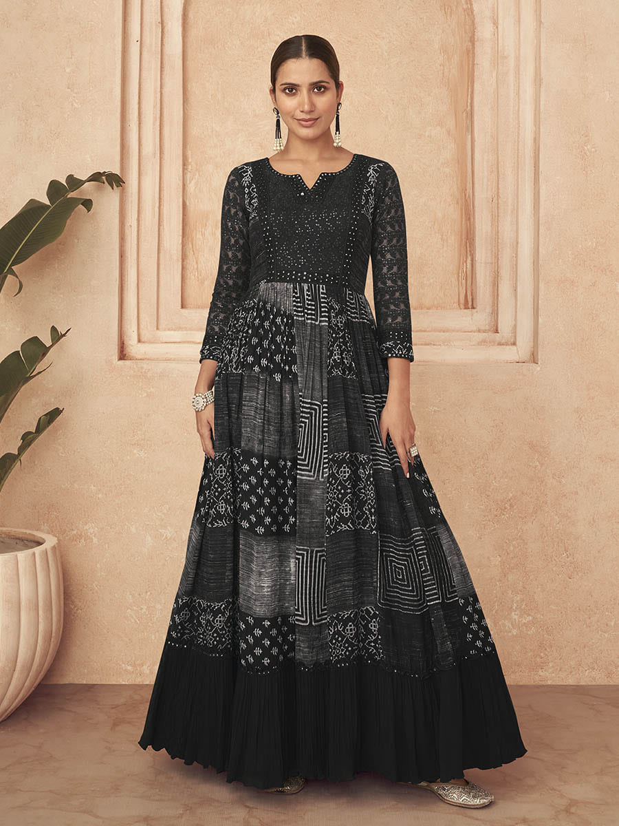 Myra Black Real Georgette Designer salwar kameez - Distacart