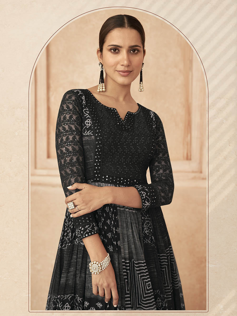 Myra Black Real Georgette Designer salwar kameez - Distacart