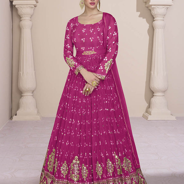 Myra Rani Georgette and Chinon Silk Gown Style Party Wear Suit - Distacart
