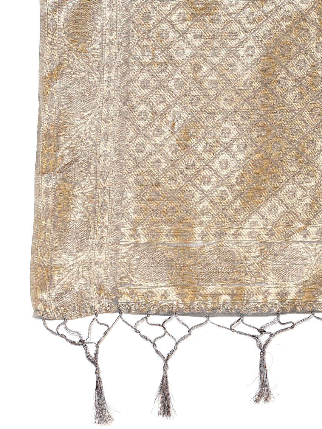 Janasya Grey Chanderi Silk Floral Woven Design Saree - Distacart