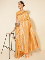 Thumbnail for Janasya Light Yellow Chanderi Silk Woven Ethnic Motifs Chanderi Silk Saree - Distacart
