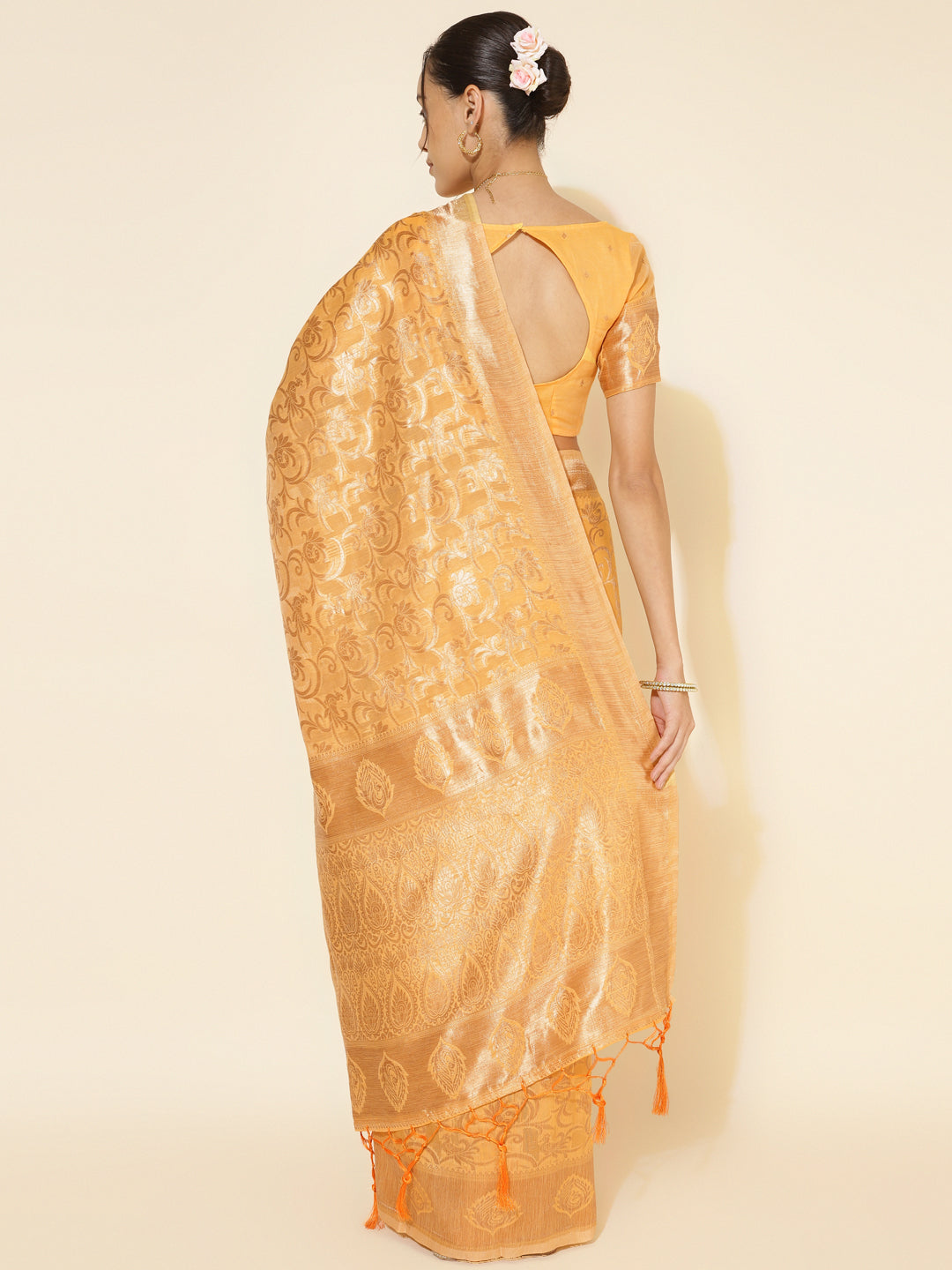 Janasya Light Yellow Chanderi Silk Woven Ethnic Motifs Chanderi Silk Saree - Distacart