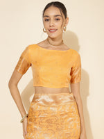Thumbnail for Janasya Light Yellow Chanderi Silk Woven Ethnic Motifs Chanderi Silk Saree - Distacart