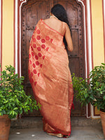 Thumbnail for Janasya Red Organza Woven Ethnic Motifs Kanjeevaram Saree - Distacart