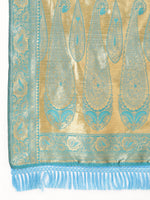 Thumbnail for Janasya Turquoise Blue Banarasi Silk Woven Ethnic Motifs Banarasi Silk Saree - Distacart