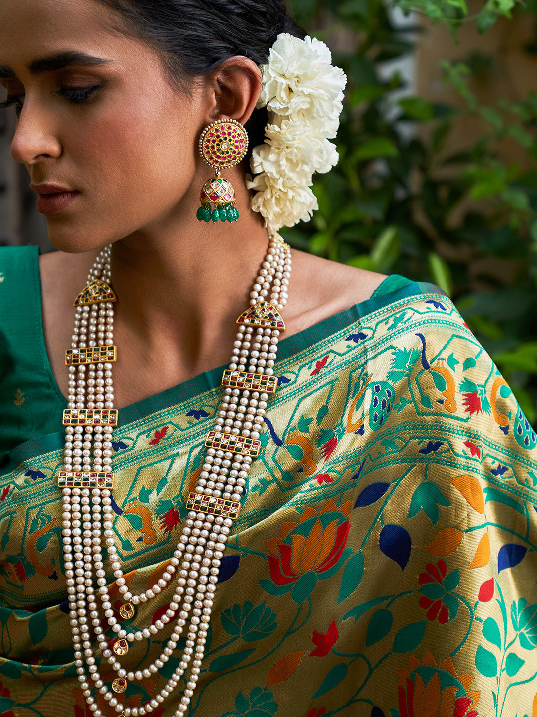Janasya Green Paithani Silk Woven Bagh Design Paithani Silk Saree - Distacart