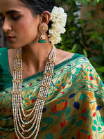 Thumbnail for Janasya Green Paithani Silk Woven Bagh Design Paithani Silk Saree - Distacart